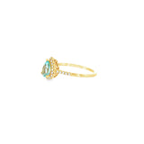 14k Yellow Gold 0.49ctw Aquamarine Halo Women's Ring