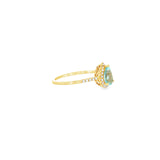 14k Yellow Gold 0.49ctw Aquamarine Halo Women's Ring