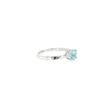 14k White Gold 0.61ctw Aquamarine 3 Stone Women's Ring