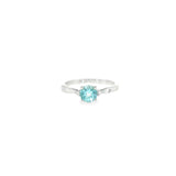 14k White Gold 0.61ctw Aquamarine 3 Stone Women's Ring