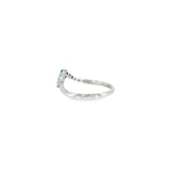 14k White Gold 0.23ctw Aquamarine Curved Women's Ring