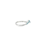 14k White Gold 0.23ctw Aquamarine Curved Women's Ring