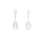 14k White Gold 0.81ctw Dangle Aquamarine Earrings