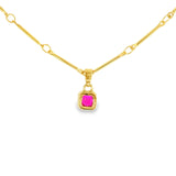 Gold Vermeil Ruby CZ Geometric Pendant