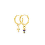 Gold Fill Small Hoop Sky Blue CZ Earrings