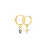 Gold Fill Small Hoop Sky Blue CZ Earrings