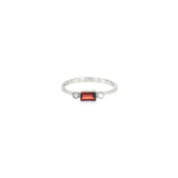 10k White Gold Garnet 3 Stone Women's Ring