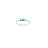 10k White Gold Created Emerald 3 Stone Women's Ring