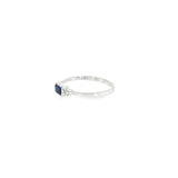 10k White Gold Created Sapphire 3 Stone Women's Ring