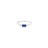 10k White Gold Created Sapphire 3 Stone Women's Ring