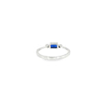 10k White Gold Created Sapphire 3 Stone Women's Ring