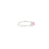 10k White Gold Created Sapphire Curved Women's Ring