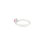 10k White Gold Created Sapphire Curved Women's Ring
