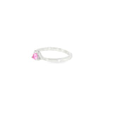 10k White Gold Created Sapphire Curved Women's Ring