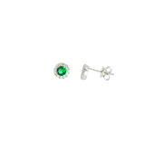 Sterling Silver 0.45 ctw Created Emerald Stud Earrings