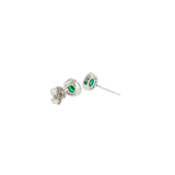 Sterling Silver 0.45 ctw Created Emerald Stud Earrings