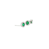 Sterling Silver 0.45 ctw Created Emerald Stud Earrings