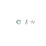 Sterling Silver 0.60 ctw Aquamarine Stud Earrings