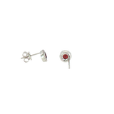 Sterling Silver Halo Garnet Earrings