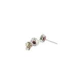 Sterling Silver Halo Garnet Earrings