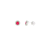 Sterling Silver 0.60 ctw Created Ruby Stud Earrings