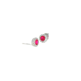 Sterling Silver 0.60 ctw Created Ruby Stud Earrings