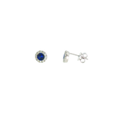 Sterling Silver 0.60 ctw Created Sapphire Stud Earrings