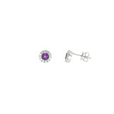 Sterling Silver 0.48 ctw Amethyst Stud Earrings