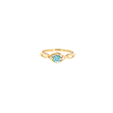 14k Yellow Gold 0.27ctw Aquamarine Curved Women's Ring