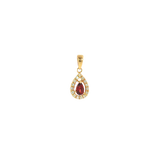 14k Yellow Gold 0.18ctw Garnet Halo Pendant