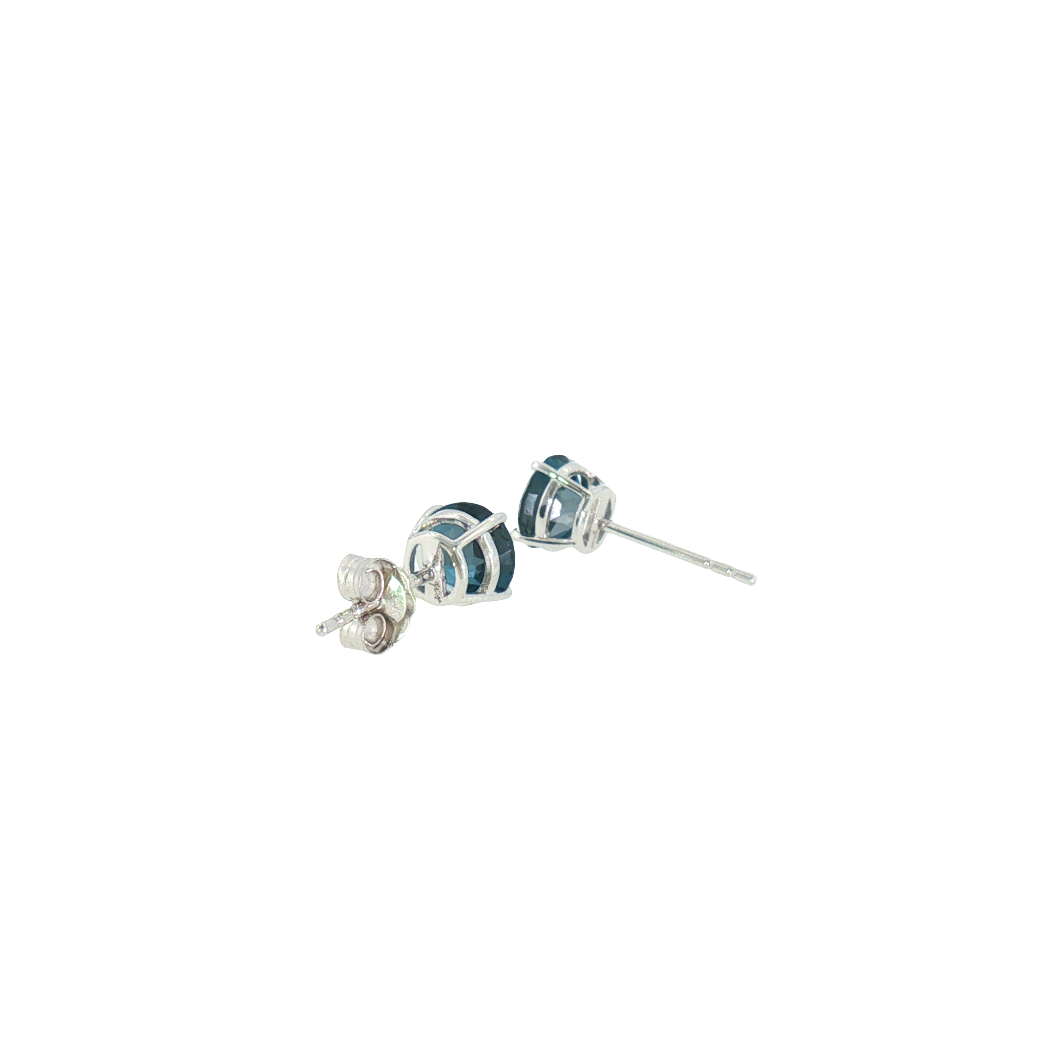 14k White Gold 1.91ctw Stud Blue Topaz Earrings