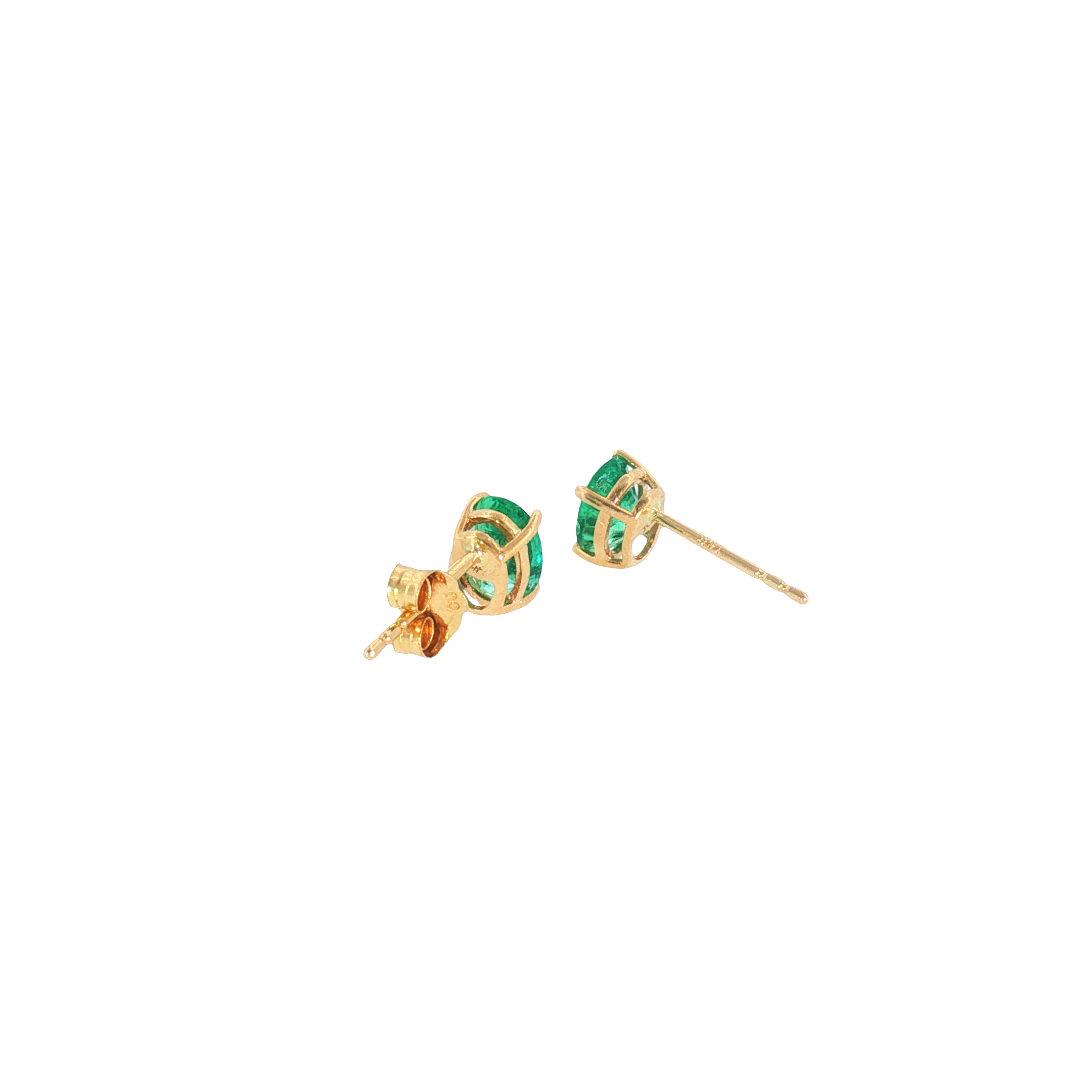 14k Yellow Gold 1.38ctw Stud Emerald Earrings