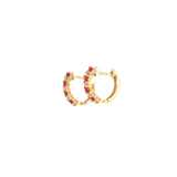 14k Yellow Gold 0.35ctw Small Hoop Ruby Earrings