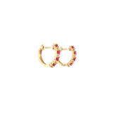 14k Yellow Gold 0.35ctw Small Hoop Ruby Earrings