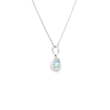 Sterling Silver White 0.32 ctw Halo Blue Topaz Pendant