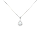 Sterling Silver White 0.32 ctw Halo Blue Topaz Pendant