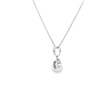 Sterling Silver White 0.32 ctw Halo Blue Topaz Pendant