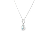 Sterling Silver White 0.32 ctw Halo Blue Topaz Pendant