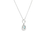 Sterling Silver White 0.32 ctw Halo Blue Topaz Pendant