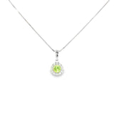 Sterling Silver White Gold ctw Multi Stone Peridot Pendant