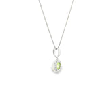 Sterling Silver White Gold ctw Multi Stone Peridot Pendant