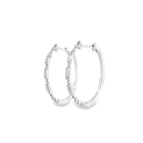 Sterling Silver 0.04 ctw Medium Hoop Diamond Earrings