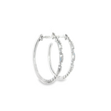 Sterling Silver 0.04 ctw Medium Hoop Diamond Earrings