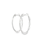 Sterling Silver 0.04 ctw Medium Hoop Diamond Earrings