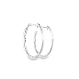 Sterling Silver 0.04 ctw Medium Hoop Diamond Earrings