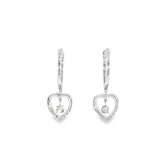 Sterling Silver 0.03 ctw Heart Diamond Earrings