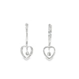 Sterling Silver 0.03 ctw Heart Diamond Earrings