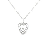 Sterling Silver 0.03 ctw Heart Diamond Pendant