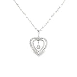 Sterling Silver 0.03 ctw Heart Diamond Pendant