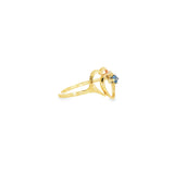 14k Yellow Gold Heart 0.14ctw MT Yogo Sapphire Women's Ring